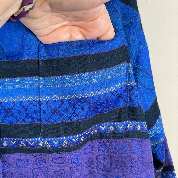 Vintage Chico's Womens ARTSY Woven Jacket Sz 2 L Blue Purple WESTERN Vibes - Picture 14 of 14